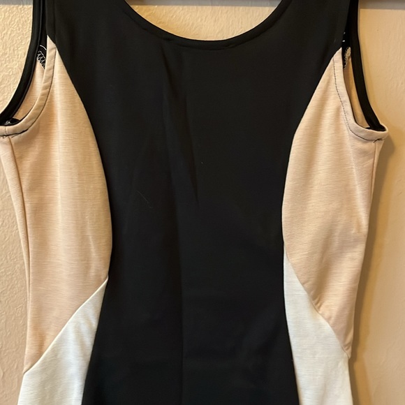 NWT Papaya Black White Tan Color-block Tank Style Bodycon Dress S - Picture 6 of 10
